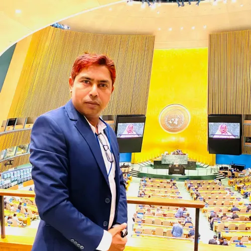 At the United Nations General Assembly Hall, New York