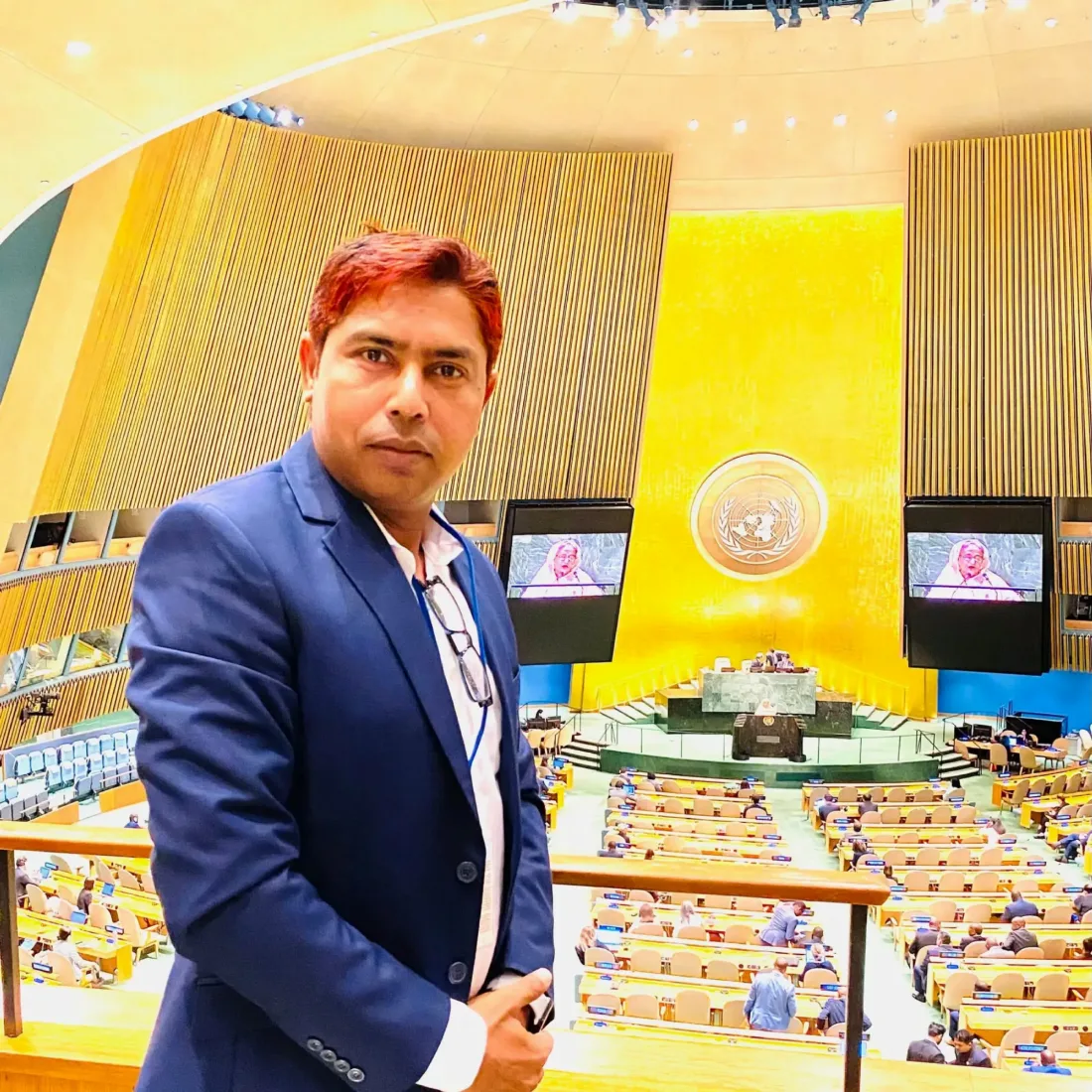 Muhammad Saydul Islam (Sayed) at the United Nations General Assembly hall, New York